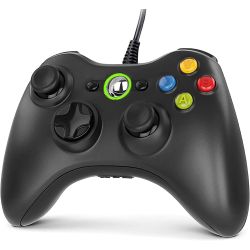 Mando compatible con XBOX 360 y PC * Con cable USB * Negro controlador joystick joypad