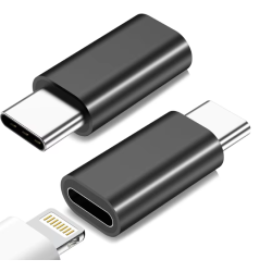 Pack 2 x Adaptador compatible con conector Apple lightning hembra a Tipo C USB-C macho Negro / plata - Para iPhone iPad etc...