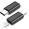Pack 2 x Adaptador compatible con conector Apple lightning hembra a Tipo C USB-C macho Negro / plata - Para iPhone iPad etc...