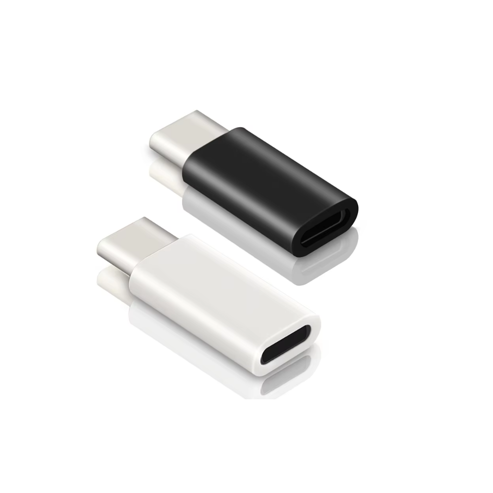 Pack 2 x Adaptador compatible con conector lightning hembra a Tipo C USB-C macho Negro / plata - Para iPhone iPad etc...