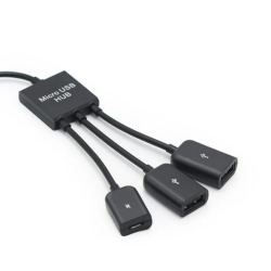 Cable adaptador 3 en 1 OTG Micro USB macho a 2 USB hembra + Micro USB hembra ⋆ HUB para móvil, tablet u ordenador 🔌📱💻