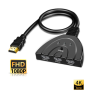 Conmutador HDMI 3 en 1 compatible 4K 2K 3D ⋆ Selector con botón físico ⋆ 3 entradas 1 salida ⋆ HDTV, PS4, Xbox, DVD 📺🎮🖥️🔁