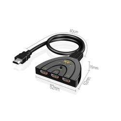 Conmutador HDMI 3 en 1 compatible 4K 2K 3D ⋆ Selector con botón físico ⋆ 3 entradas 1 salida ⋆ HDTV, PS4, Xbox, DVD 📺🎮🖥️🔁