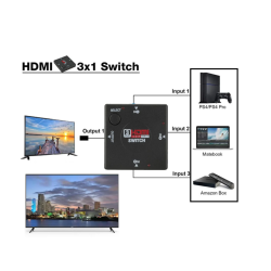 Conmutador switch HDMI 3 en 1 ⋆ 1080P HD ⋆ Selector inteligente y manual ⋆ 3 entradas 1 salida ⋆ PS3, Xbox, HDTV 📺🎮🔀🖥️