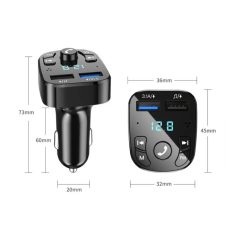 Transmisor FM Bluetooth 5.0 para coche ⋆ Doble USB 3.1A ⋆ Manos libres ⋆ MP3 ⋆ Reproductor con pantalla LED