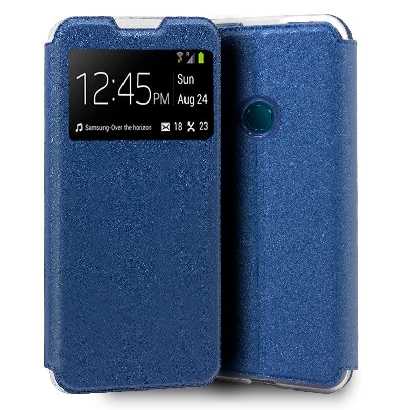COOL Funda compatible con ALCATEL 1S 2020 / 3L 2020 * Flip cover tipo libro * Tapa con ventana azul