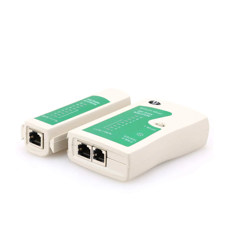 Tester probador de cables de red RJ45 RJ11⋆ Para Cat5, Cat6, Cat7, 8P/6P ⋆ LED + Detección de escudo ⋆ AMPCOM