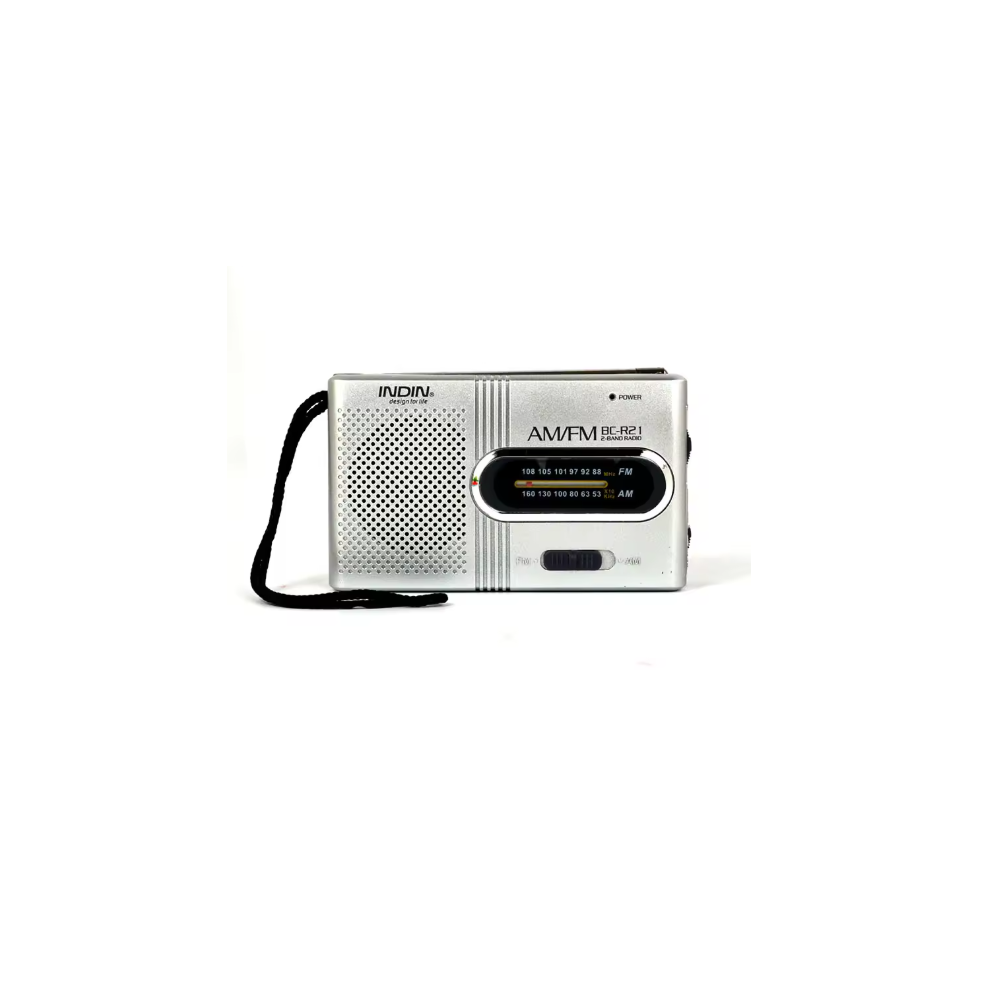 INDIN Mini radio retro portátil BC-R2 ⋆ AM/FM ⋆ Antena telescópica ⋆ Altavoz integrado ⋆ Funciona con pilas AA