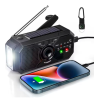 Radio solar portátil de emergencia ⋆ modelo 366 ⋆ AM/FM ⋆ manivela + carga solar + USB ⋆ linterna LED y powerbank
