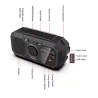 Radio solar portátil de emergencia ⋆ modelo 366 ⋆ AM/FM ⋆ manivela + carga solar + USB ⋆ linterna LED y powerbank