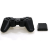 Mando inalámbrico RF compatible con PlayStation 2 🎮 vibración ⋆ 2.4 GHz ⋆ 8 m alcance ⋆ textura de goma ⋆ color negro