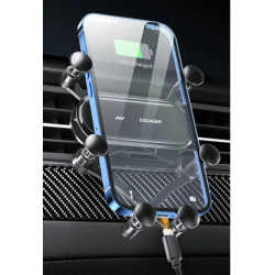 ESSAGER Soporte de coche Gravity para teléfono móvil ⋆ clip rejilla aire ⋆ 4,7 a 6,7'' ⋆ 6 puntos de anclaje ⋆ negro