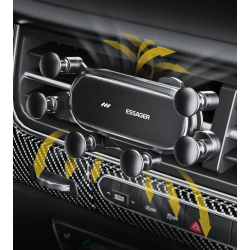 ESSAGER Soporte de coche Gravity para teléfono móvil ⋆ clip rejilla aire ⋆ 4,7 a 6,7'' ⋆ 6 puntos de anclaje ⋆ negro