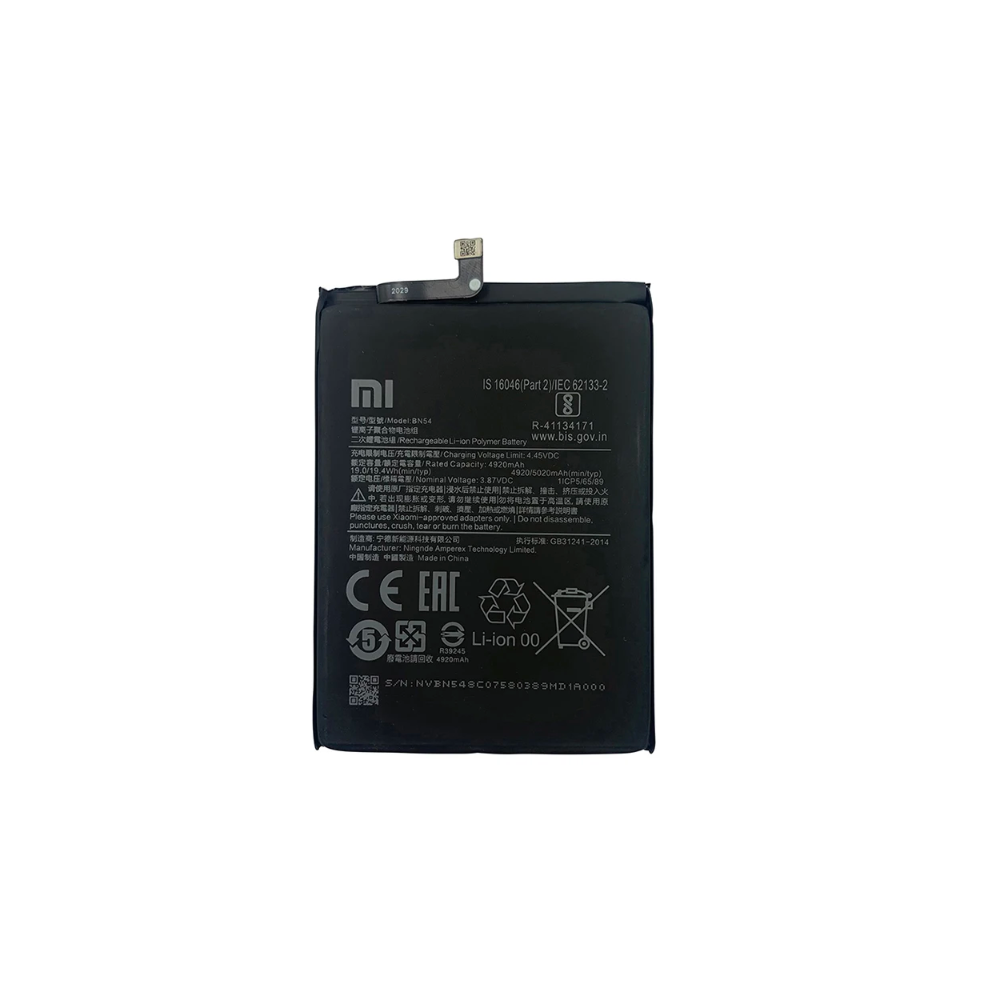 Batería original para XIAOMI Redmi 9 ⋆ BN54 ⋆ 5020 mAh ⋆ 3.87 V ⋆ 19.4 Wh ⋆ Li-ion ⋆ M2004J19G / M2004J19C