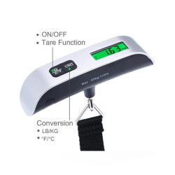 Báscula portátil digital colgante 10g–50kg ⋆ Pantalla LCD con retroiluminación ⋆ Equipaje maletas viaje precisión 10 g