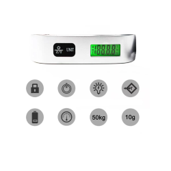 Báscula digital de equipaje portátil ⋆ Balanza para maletas de viaje hasta 50 kg ⋆ Pantalla LCD