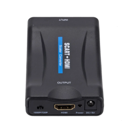 Convertidor SCART a HDMI 1080P ⋆ Adaptador de audio y vídeo Plug & Play para TV / DVD / Sky Box / STB ⋆ Negro compacto