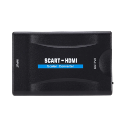 Convertidor SCART a HDMI 1080P ⋆ Adaptador de audio y vídeo Plug & Play para TV / DVD / Sky Box / STB ⋆ Negro compacto