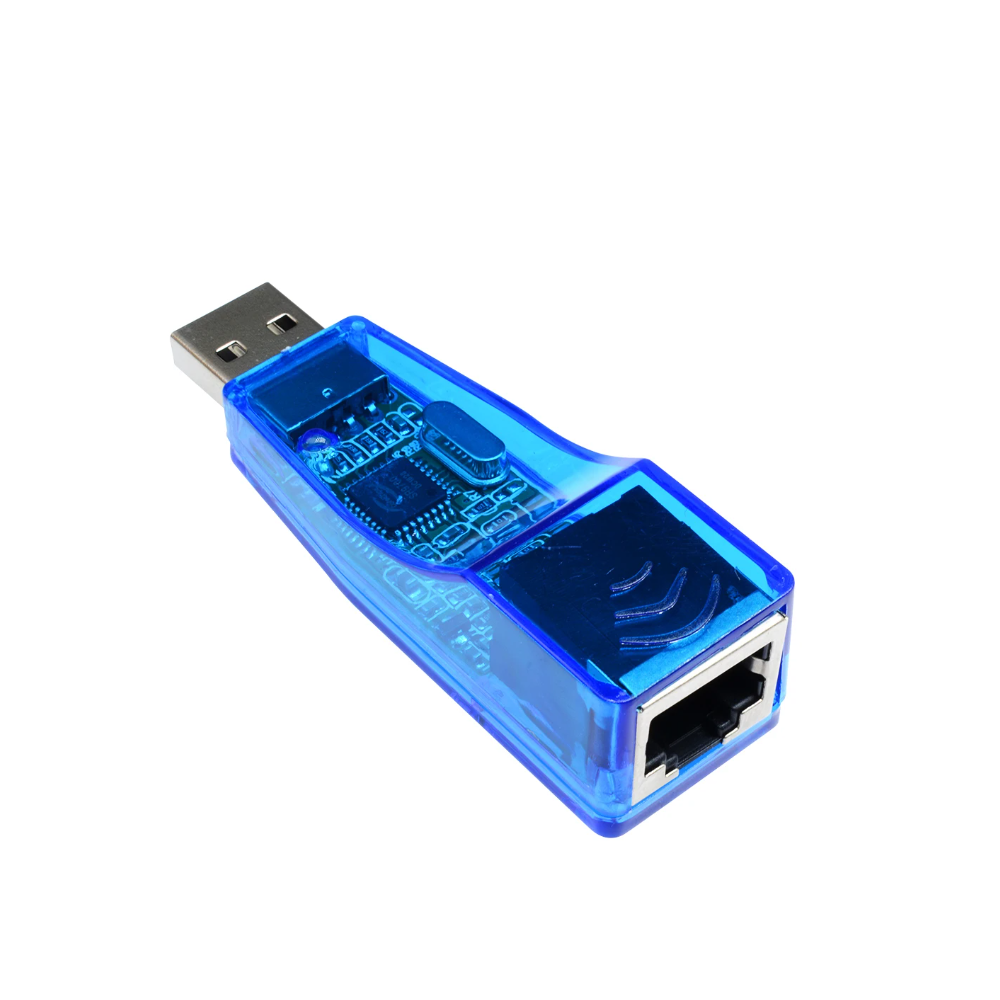 Adaptador de red USB a RJ45 Ethernet azul ⋆ 10/100Mbps automático ⋆ Compatible USB 1.0/1.1/2.0 ⋆ Plug & Play