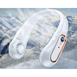 Ventilador sin aspas para cuello ⋆ Mini ventilador portátil silencioso USB ⋆ 5 velocidades ⋆ Pantalla digital ⋆ Verde