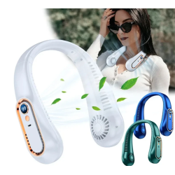 Ventilador sin aspas para cuello ⋆ Mini ventilador portátil silencioso USB ⋆ 5 velocidades ⋆ Pantalla digital ⋆ Verde