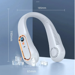 Ventilador sin aspas para cuello ⋆ Mini ventilador portátil silencioso USB ⋆ 5 velocidades ⋆ Pantalla digital ⋆ Verde