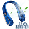 Ventilador sin aspas para cuello ⋆ Mini ventilador portátil silencioso USB ⋆ 5 velocidades ⋆ Pantalla digital ⋆ Azul