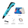 Bolígrafo 3D recargable por USB tipo C Azul y negro + Filamentos PLA + Soporte + Cable ⋆ Juguete creativo para niños