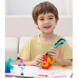 Bolígrafo 3D recargable por USB tipo C Azul y negro + Filamentos PLA + Soporte + Cable ⋆ Juguete creativo para niños