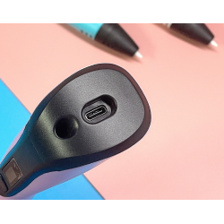 Bolígrafo 3D recargable por USB tipo C Azul y negro + Filamentos PLA + Soporte + Cable ⋆ Juguete creativo para niños