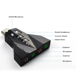Tarjeta de sonido Virtual 7.1 USB 3D ⋆ Adaptador externo con micrófono y auriculares ⋆ Windows y Linux ⋆ ENVÍO DESDE ESPAÑA
