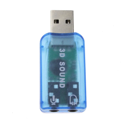 Tarjeta de sonido USB externa 5.1 canales 3D ⋆ Adaptador con micrófono y auriculares para PC azul ⋆ ENVÍO DESDE ESPAÑA