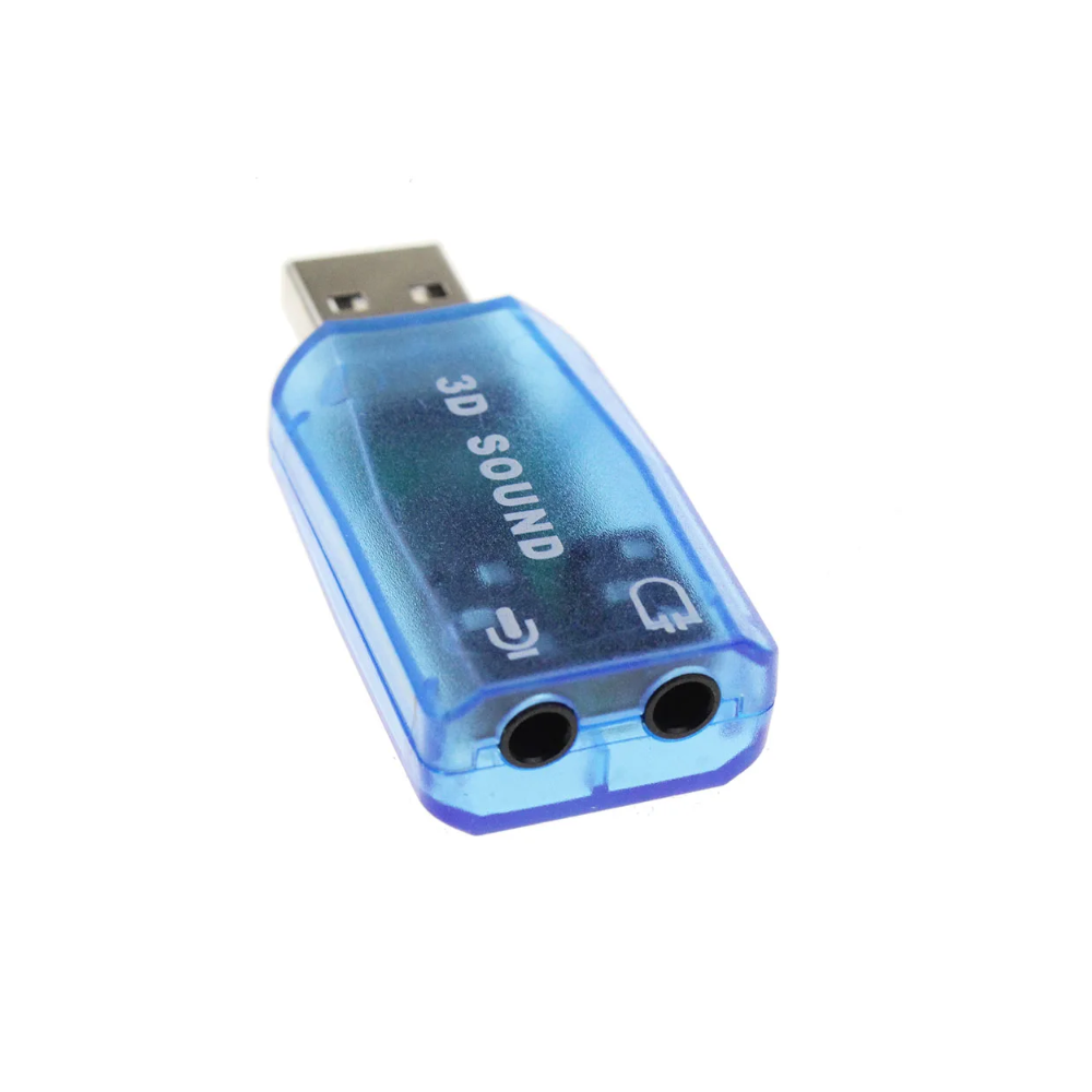Tarjeta de sonido USB externa 5.1 canales 3D ⋆ Adaptador con micrófono y auriculares para PC azul ⋆ ENVÍO DESDE ESPAÑA