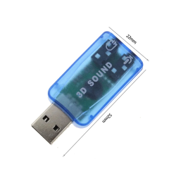 Tarjeta de sonido USB externa 5.1 canales 3D ⋆ Adaptador con micrófono y auriculares para PC azul ⋆ ENVÍO DESDE ESPAÑA