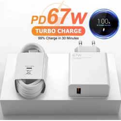 Cargador rápido 67W con cable USB-C 1m blanco ⋆ Compatible Xiaomi, POCO, Samsung, Realme, Huawei y más ⋆ ENVÍO DESDE ESPAÑA
