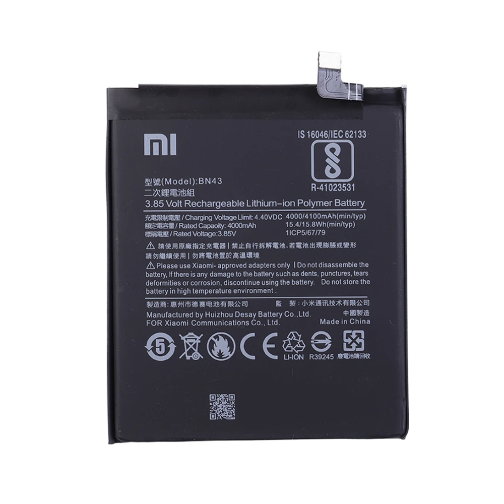 XIAOMI Batería original BN43 para Redmi Note 4 / Note 4X ⋆ 4100 mAh Li-ion 3.85V ⋆ Repuesto oficial ⋆ ENVÍO DESDE ESPAÑA