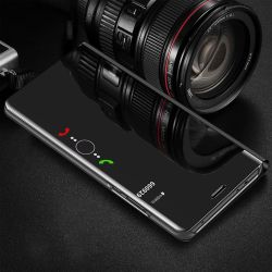 Funda compatible con SAMSUNG Galaxy S10 Clear View ⋆ Tapa translúcida y soporte ⋆ Color negro ⋆ ENVÍO DESDE ESPAÑA