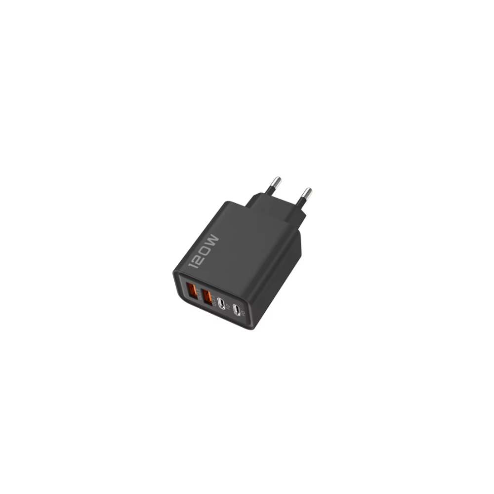 Cargador rápido 120W USB-C + USB ⋆ 4 puertos carga rápida PD 3.0 ⋆ iPhone Samsung Xiaomi ⋆ negro ⋆ ENVÍO DESDE ESPAÑA