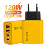 Cargador rápido 120W USB-C + USB ⋆ 4 puertos carga rápida PD 3.0 ⋆ iPhone Samsung Xiaomi ⋆ negro ⋆ ENVÍO DESDE ESPAÑA