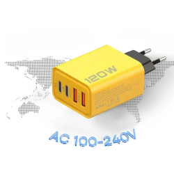 Cargador rápido 120W USB-C + USB ⋆ 4 puertos carga rápida PD 3.0 ⋆ iPhone Samsung Xiaomi ⋆ negro ⋆ ENVÍO DESDE ESPAÑA
