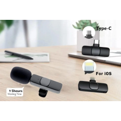 Micrófono Lavalier inalámbrico USB-C ⋆ Compatible Android ⋆ Mini micrófono de solapa para vídeos, directos y grabación ⋆ NEGRO