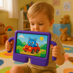 Funda infantil con asas verde para iPad Air 4/5 10.9 / Air 11 M2 / Pro 11 2018-2022 / Pro 11 M4 ⋆ Silicona resistente