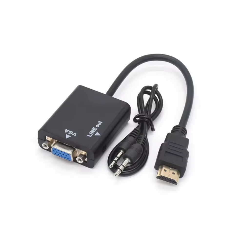 Adaptador HDTV a VGA con audio ⋆ Conversor HDTV macho a VGA hembra + jack 3.5mm ⋆ 1080p ⋆ Negro ⋆ ENVÍO DESDE ESPAÑA