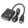 Adaptador HDTV a VGA con audio ⋆ Conversor HDTV macho a VGA hembra + jack 3.5mm ⋆ 1080p ⋆ Negro ⋆ ENVÍO DESDE ESPAÑA