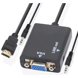 Adaptador HDTV a VGA con audio ⋆ Conversor HDTV macho a VGA hembra + jack 3.5mm ⋆ 1080p ⋆ Negro ⋆ ENVÍO DESDE ESPAÑA