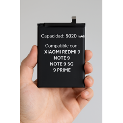 Batería compatible con XIAOMI Redmi 9 / Note 9 / Note 9 5G / 9 Prime ⋆ BN54 ⋆ Capacidad 5020 mAh ⋆ 3.87V ⋆ 19.4Wh ⋆ Tipo Li-Ion