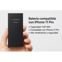 Batería compatible con IPHONE 11 PRO ⋆ Válida para todos los APN ⋆ Capacidad 11.67 Whr ⋆ ENVÍO DESDE ESPAÑA