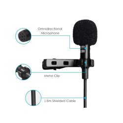 Micrófono de solapa con pinza clip ⋆ Conector jack 3,5 mm ⋆ Para PC, portátil y móvil ⋆ Cable 1,5 m ⋆ ENVÍO DESDE ESPAÑA