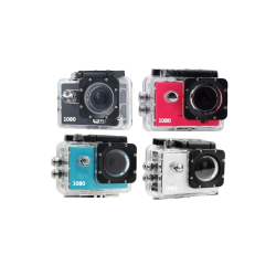 Cámara deportiva HD 1080P fucsia ⋆ Acuática sumergible 30M ⋆ Gran angular 140° ⋆ Pantalla LCD 2”