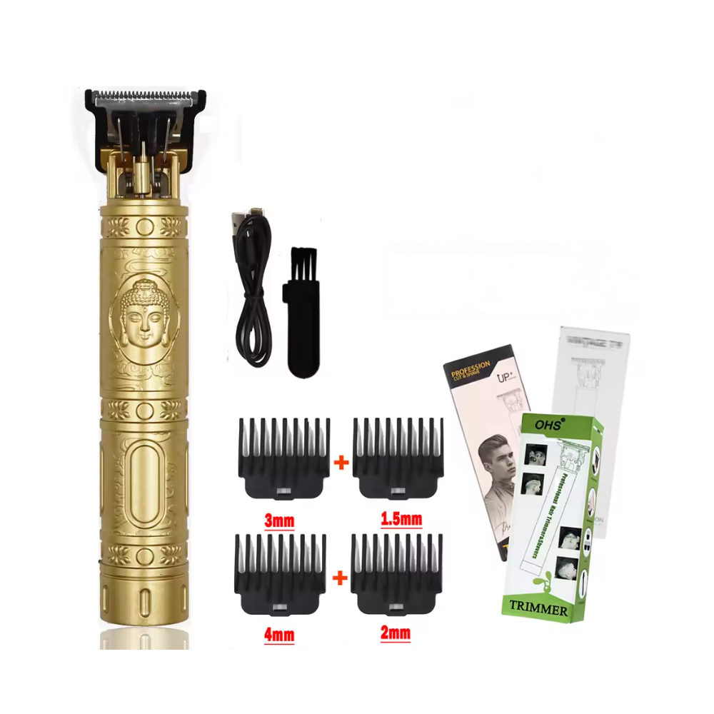 Cortadora de pelo OHS T9 Buda dorada ⋆ Corte 0 mm ⋆ Barba, cuerpo y cabello ⋆ Afeitadora profesional de precisión